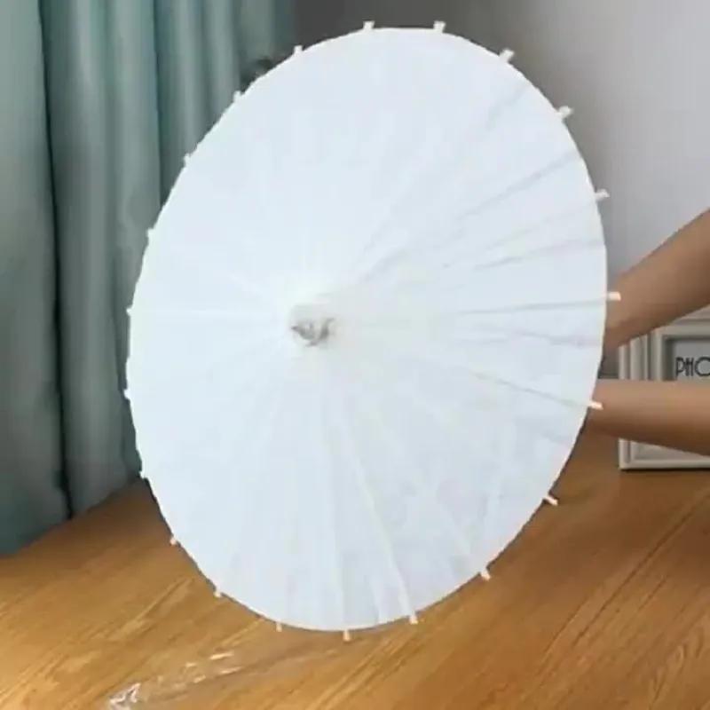 50pcs/lot Chinese Craft Paper Umbrella for Wedding Photograph Accessory Party Decor White Paper Long-handle Parasol